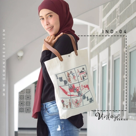 Dewani - Totebag Canvas Vintage IND04 Tas Seri Indonesia