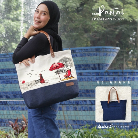 Dewani - Totebag Jeans PNT J01 Tas Wanita Seri Pantai