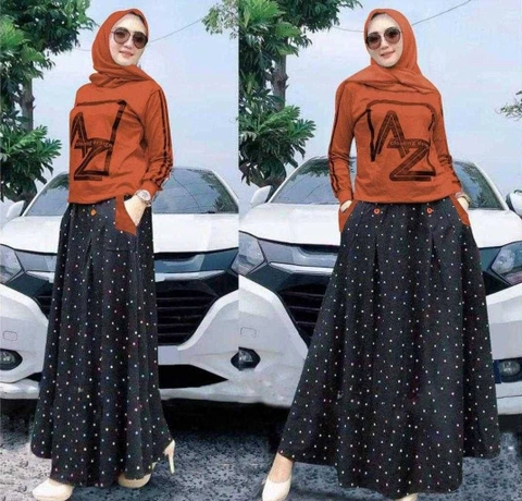 Astro - Setelan Celana Rok Wanita Fashion AZOZ Realpict
