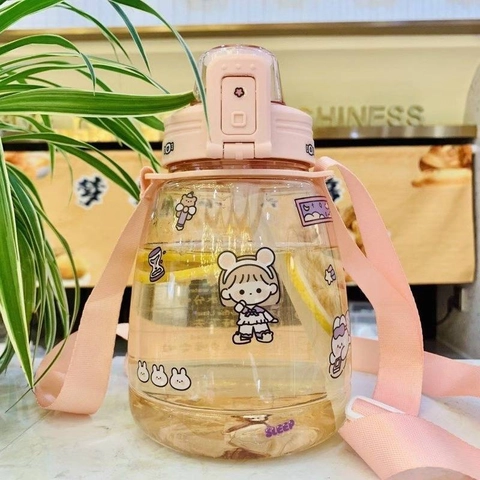 Blooming Deal Jakarta - Botol Anak Big Belly Children's Cup Bottle dan DIY Sticker 1100ml (H487) Pink 1 Pcs