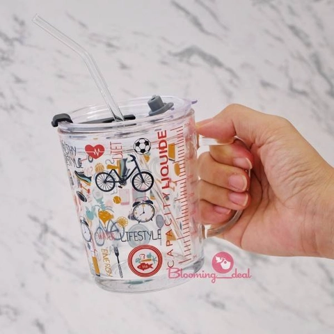 Blooming Deal - Tumbler Botol Kaca Bonus Sedotan Kaca (H481)