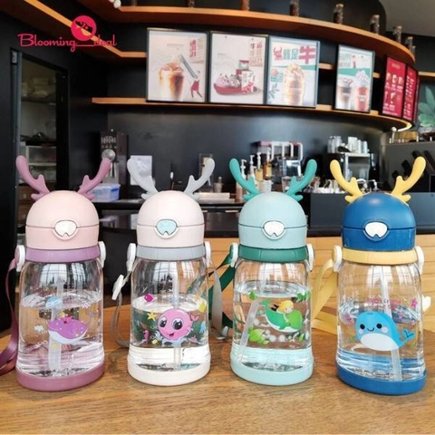 EVM Stockist - Blooming Deal - Botol Minum Anak Karakter Tanduk Rusa BPA FREE 550ml (H835)