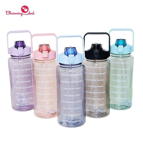 EVM Stockist - Blooming Deal - Botol Minum Motivasi Transparan 2 Liter / Motivation Bottle (H9225-3)