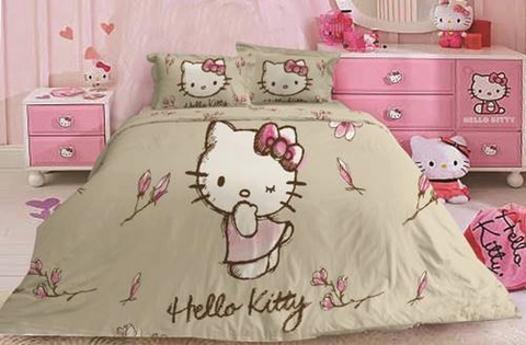 BlueCloud Rise Bed Cover Hello Kitty Bahan Micro Fiber 360TC Motif Magnolia Single