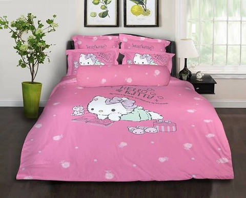 BlueCloud Rise Bed Cover Hello Kitty Bahan Micro Fiber 360TC Motif Girly Room Pink 160