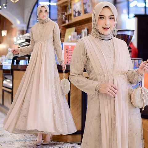 CANNIES STORES ID - Gamis Wanita Rumaisha Tile Brukat Murah