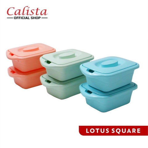 Calista - Lotus Square Wadah Saji Makanan 700ml Set isi 2pcs (LOTUS-KOTAK)