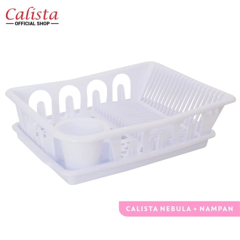 Calista - Nebula Rak Piring Plastik dan Nampan / Tempat Pengering Cuci Piring Gelas Sendok (NEBULA+TATAKAN)