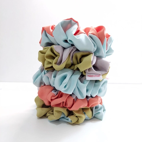 Scrunchie Ikat Rambut Katun Micro Two Tone