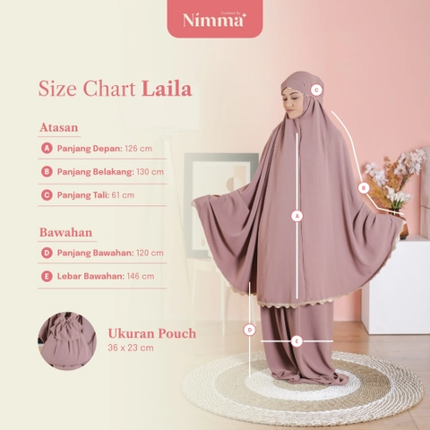 Nimma Laia Mukena Dewasa Renda 2 in 1 Bahan Crinkle Premium Traveling Perlengkapan Sholat Wanita