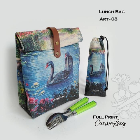 Dewani - Lunch Bag SET Canvas Art 08, Tas bekal Kanvas, Pouch Canvas