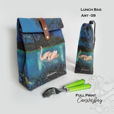 Dewani - Lunch Bag SET Canvas Art 09, Tas bekal Kanvas, Pouch Canvas
