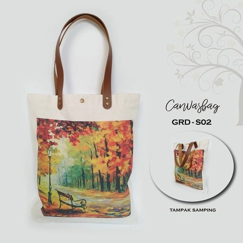 Dewani - Totebag SET GRD-S02, Totebag & Pouch Canvas Vintage Seri Garden