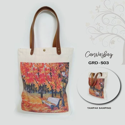 Dewani - Totebag SET GRD-S03, Totebag & Pouch Canvas Vintage Seri Garden
