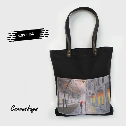 Dewani Totebag Canvas saku Seri CITY 04