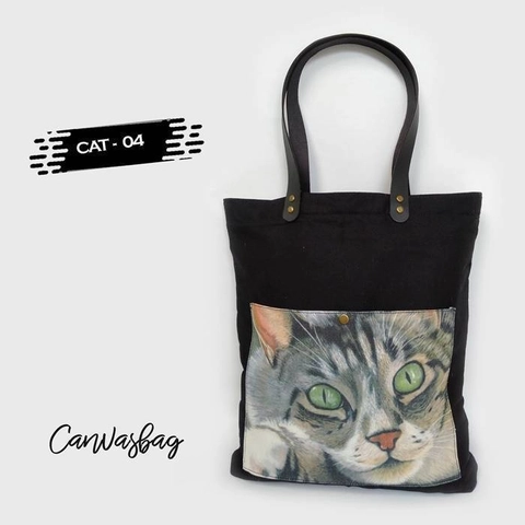 Dewani Totebag Canvas saku Seri CAT 04