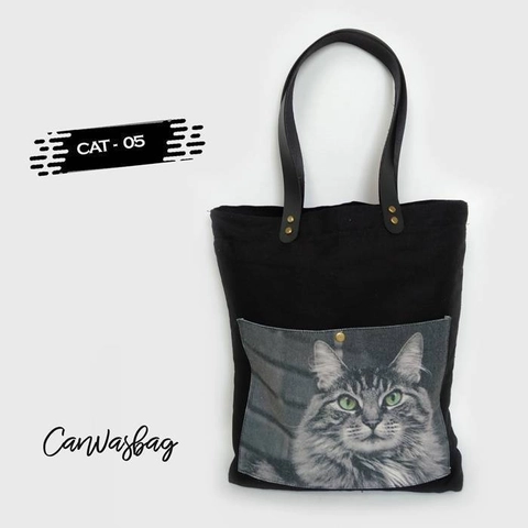 Dewani Totebag Canvas saku Seri CAT 05