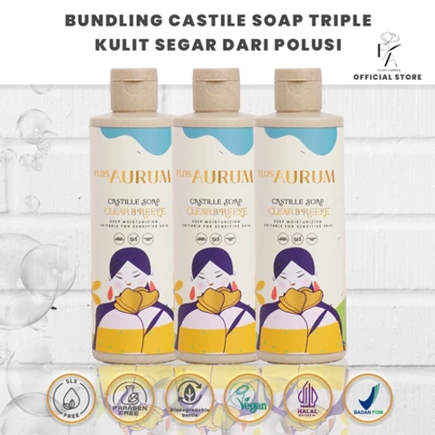 Flos Aurum - Bundling Castile Soap Clear Breeze Isi 12 Pcs