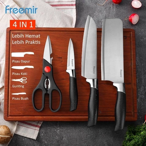 EVM Stockist - Freemir Surabaya - Knife 4pcs/Set With Sprinkle Handle - Silver