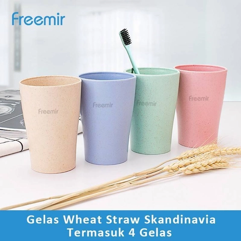 Freemir Wheat Straw Cup 4PCS SC4F-6301 Mixed Color