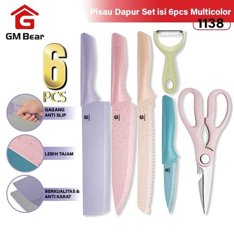 GM Bear Pisau Dapur Set isi 6pcs 1138