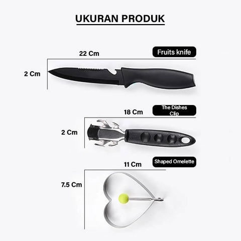 GM Bear Set Pisau Dapur isi 5pcs Hitam 1083
