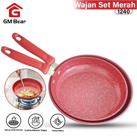 GM Bear Wajan Set Penggorengan Merah isi 2psc 1240