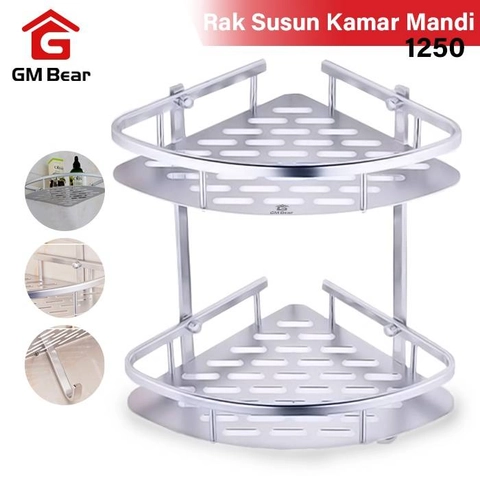 GM Bear Rak Kamar Mandi Sudut 2 Susun 1250 - Bathroom Shelf Two Tier