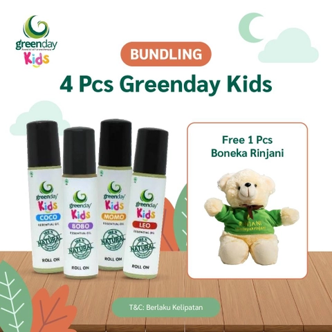 Greenday Kids Essential Oil 4 pcs (Free 1 Pcs Boneka Rinjani)