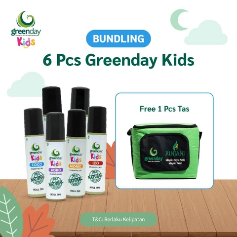 Greenday Kids Essential Oil 6 pcs (Free 1 Pcs Tas Rinjani)