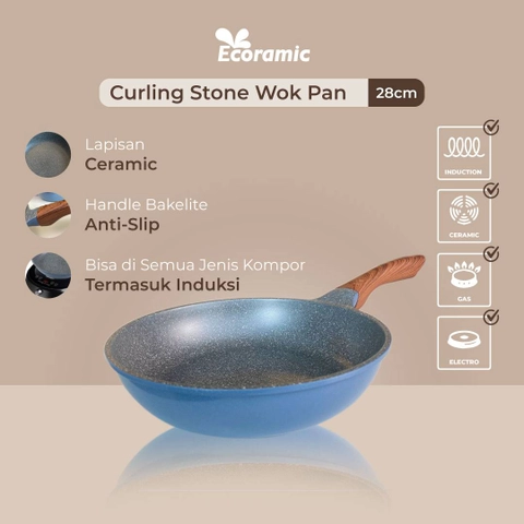 ECORAMIC CURLING STONE 28CM WOK PAN