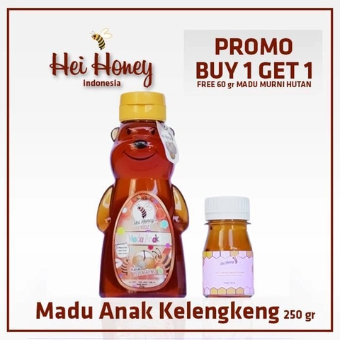 Hei Honey - MADU ANAK KELENGKENG - BUY 1 GET 1 Free 60 gr Madu Murni Hutan