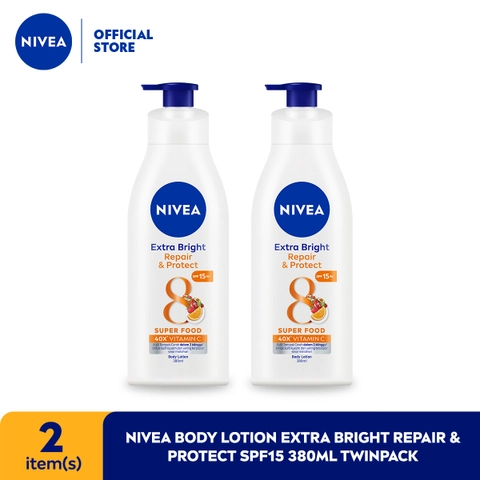 NIVEA Body Lotion Extra Bright Repair & Protect SPF15 380ml (PAKET ISI 2)