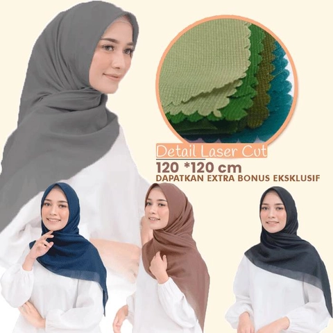 Jembar - Kerudung Segi Empat Jilbab Poly Katun Premium Polos Jumbo Adem