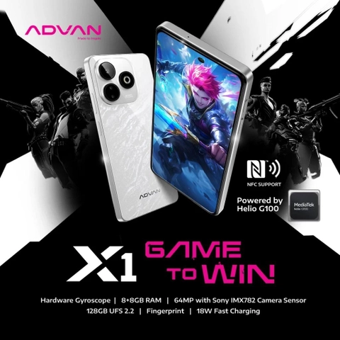 [jikalaku] ADVAN X1 Gaming Smartphone | Mediatek Helio G100 | 8/128GB | NFC | Garansi Resmi 1 Tahun