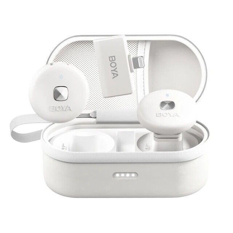 BOYA OMIC-D/U Sistem Mikrofon Nirkabel Dua Saluran 2.4GHz Ultracompact dengan Casing Pengisi Daya Port USB Tipe C