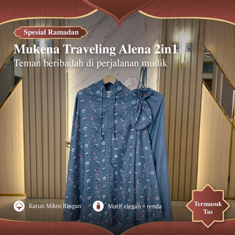 KhadijahLabel - Mukena Traveling Dewasa Terbaru 2 in 1 Resleting Katun Mikro Motif Alena