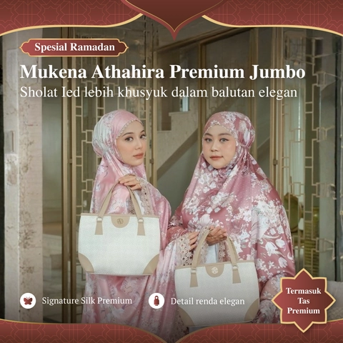 KhadijahLabel Mukena Dewasa Jumbo Premium Signature Silk Renda Mewah Terbaru Athahira Edisi Lebaran