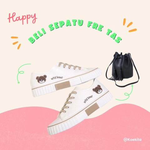 Koekita - Sepatu Kets Sneakers Boot Wanita Why Bear Real New Trendy 2022 - Free Tas