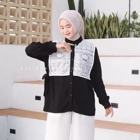 Kalisha official - Korean Style Safiyya Blouse Brokat Baju Wanita