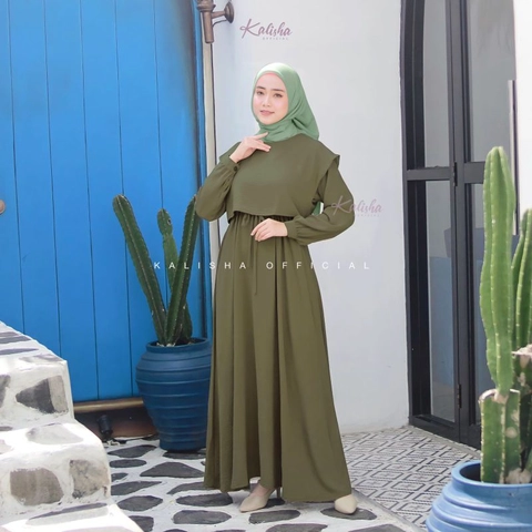 Kalisha official - Nadira Dress Gamis Crinkle Rompi