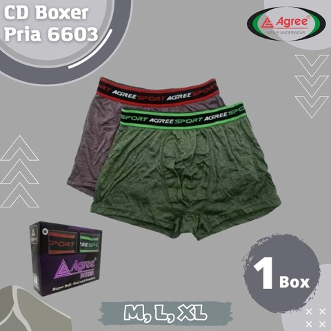 Agree 6603 1 Box Isi 2 pcs Celana Dalam Boxer Pria CD Segiempat Cowok Dewasa Bahan Adem