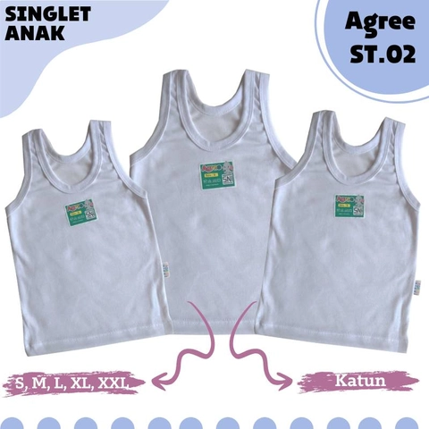 Agree Kids ST 02 Singlet Anak Kaos Kutang Anak Perempuan Laki laki Bahan Katun Serap Keringat