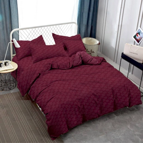LADY ROSE OFFICIAL - VALLERY QUINCY Bed Cover King Emboss Dark Red