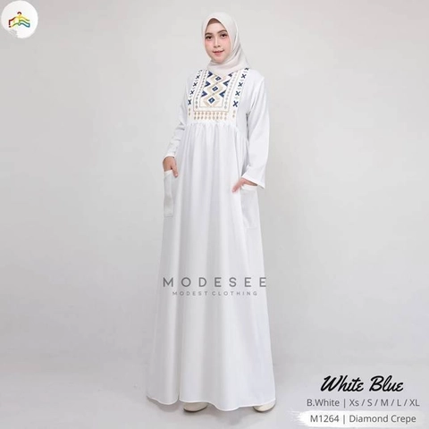 Modesee - Dress White Blue