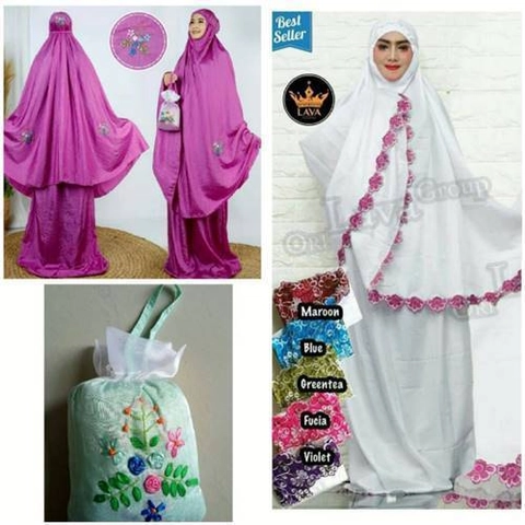 Nadira - Bundling 2pcs Mukena Parasut Sulam Tas Organdi dan Mukena BSW Bordir