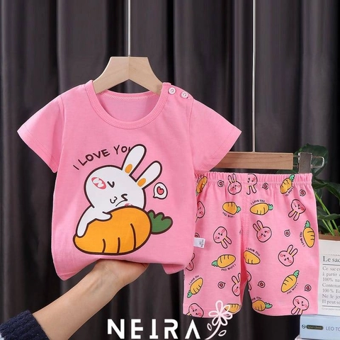 Neira - Setelan Pendek Baju Tidur Piyama Anak Love Bunny