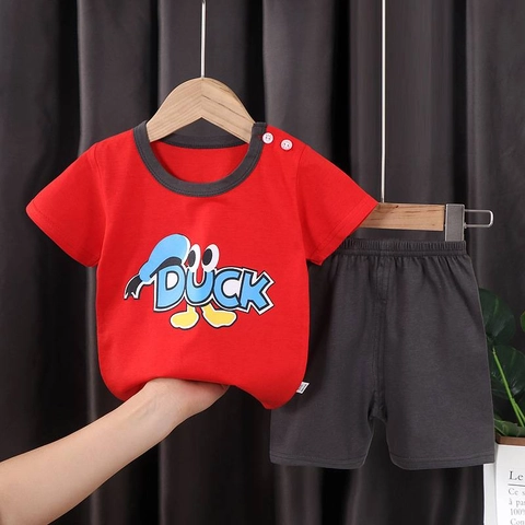 Neira - Setelan Pendek Baju Tidur Piyama Anak Red Duck