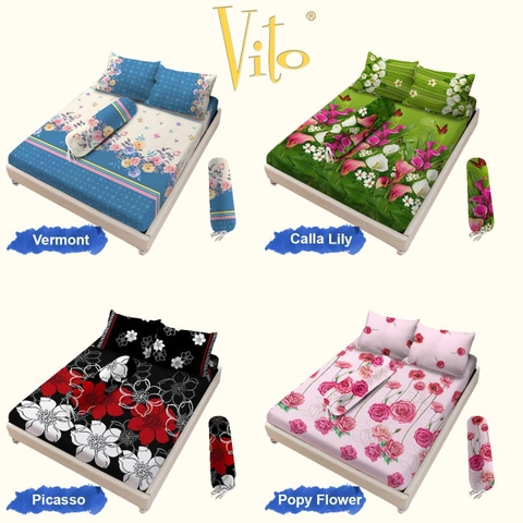 Rosanna - Sprei Vito Disperse Plat King 180x200 Bantal 2 Motif Modern Flowers I