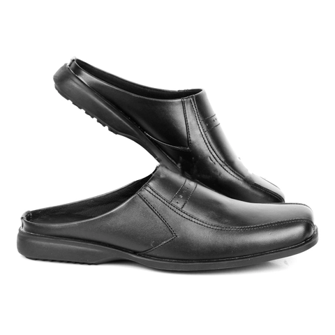 RENINE ALZ 91404 Hitam Sepatu Sandal Bustong Pria Kulit Asli